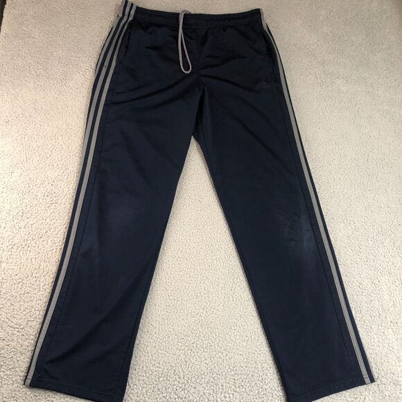 Adidas Pants Men Medium Blue Joggers Basketball Sweatpants Logo Striped Training - Picture 1 of 9